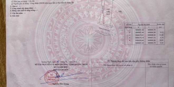 CẦN BÁN GẤP LÔ GÓC 2 DIỆN - ĐƯỜNG NHỰA 6M -TẠI NGHĨA THƯƠNG TƯ NGHĨA QUẢNG NGÃI