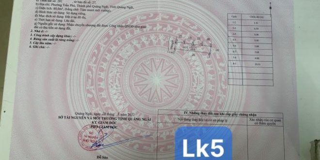 ĐẤT TRẦN PHÚ TRUNG TÂM THÀNH PHỐ QUẢNG NGÃI _ ĐÃ CÓ SỔ CHỈ TỪ 700 TRIỆU