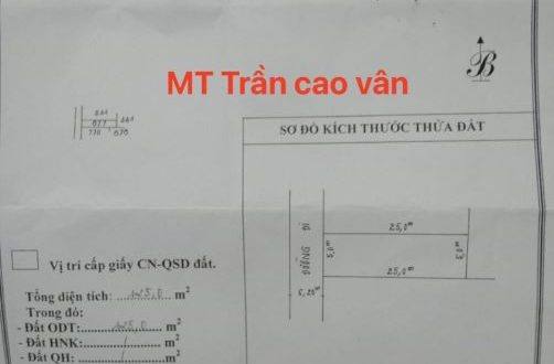 Bán lô đất đẹp 5x25m, mặt tiền Trần Cao Vân, Hộ khẩu P Trần Phú