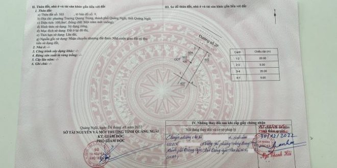 Chủ ngộp bán lô đất full thổ cư trung tâm TP. Quảng Ngãi giá tốt