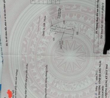 Mặt tiền quốc lộ 24B khu hành chính huyện sơn tịnh mới