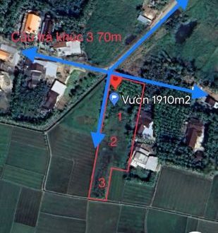 Bán Vườn 1910m2 (200m2 đất ở) 2 mặt diện đường, hẻm trực tiếp cách 70m đi cầu Trà khúc 3