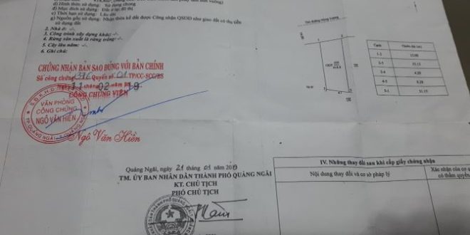 Bán đất mặt tiền Hùng Vương TT TP Quảng Ngãi