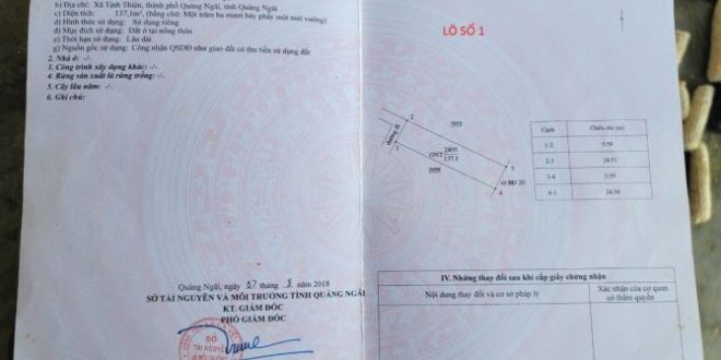 Bán lô đất 137m2 gần biển Mỹ Khê, Tịnh Thiện, TP.Quảng Ngãi