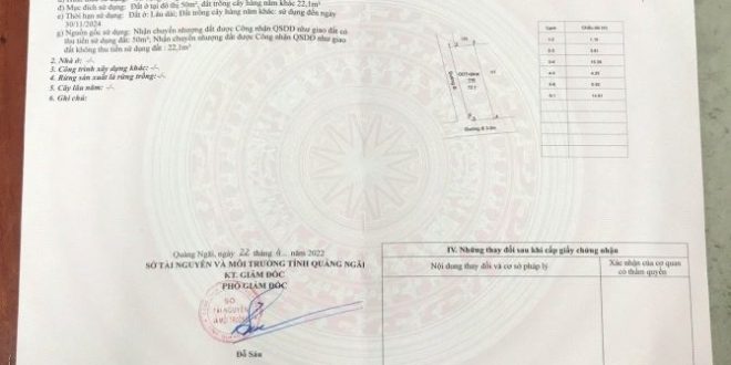 Cần bán lô đất 2 mặt kiệt 3M Nguyễn Trãi , Phường Quảng Phú _ Thành Phố Quảng Ngãi