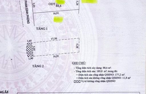 Bán nhà mặt tiền Phan Đình Phùng TP Quảng Ngãi