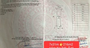Bán lô đất 7x31m, Hướng Bắc, Hẻm Nguyễn Trãi Ô tô thông