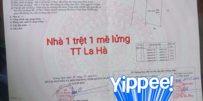 Bán nhà 1 trệt 1 mê lửng, Dt. 6x11m, hẻm Ô tô thị trấn La Hà, Tư Nghĩa