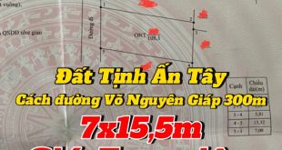 BÁN ĐẤT GẦN ĐƯỜNG VÕ NGUYÊN GIÁP 300m, 7x15,5m, GIÁ: 7xxtr