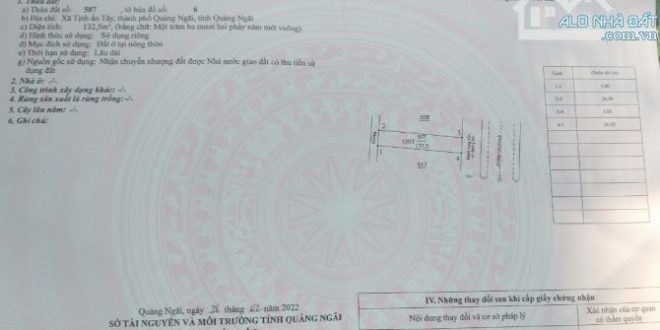 Bán lô đất 5x26,5m mặt tiền đường nhựa, Tịnh Ấn Tây, TP Quảng Ngãi