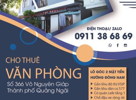 Cho thuê văn phòng tại 366 Võ Nguyên Giáp Thành Phố Quảng Ngãi
