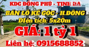 ☀️KDC ĐỒNG PHÚ - Tịnh Hà ❤️Bán lô kề góc - Giá: 1 tỷ 1