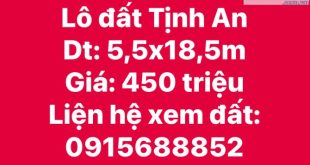 ????ĐẤT RẺ TỊNH AN - TP.QUẢNG NGÃI ❤️5.5x18,5m - GIÁ: 450 triệu