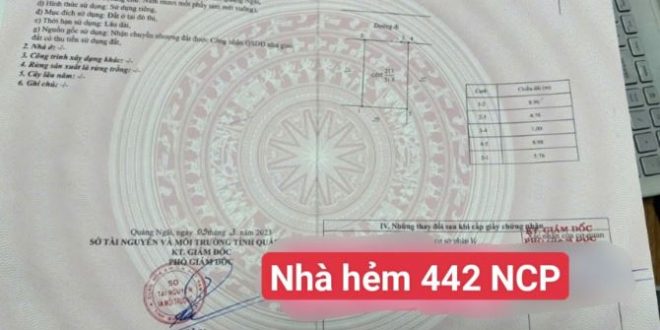 Bán nhà 2 tầng hẻm 442 Nguyễn Công Phương, P Nghĩa Lộ, Tp Quảng Ngãi