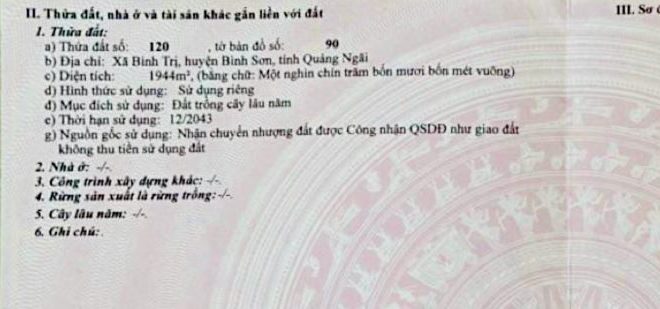bán 1944m2 đất 280triệu gần biển thanh thuỷ huyện bình hải quảng ngãi